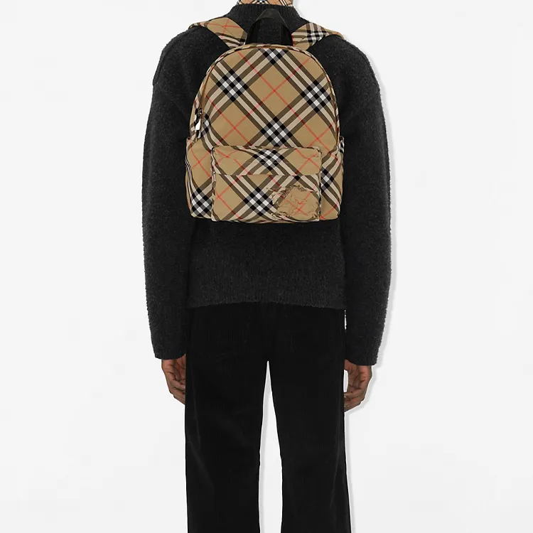 Burberry Polyester Backpack Small Size Men's Sandy Beige-4