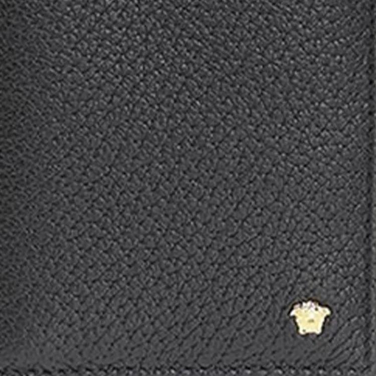 FANSIZHE Leather Leather Clip Wallet Men's Black-4