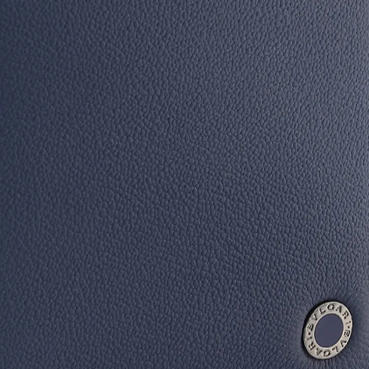 BVLGARI Cow Leather Wallet Small Size Men's Blue-3