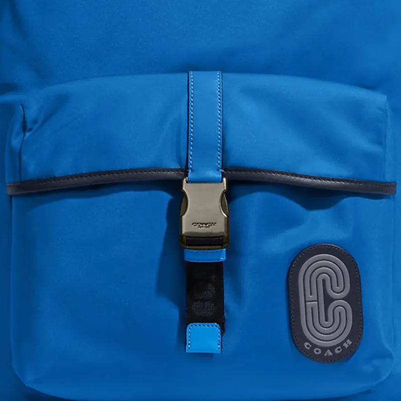 COACH Ma Nylon With Cow Leather Backpack Men's Bright Blue-3