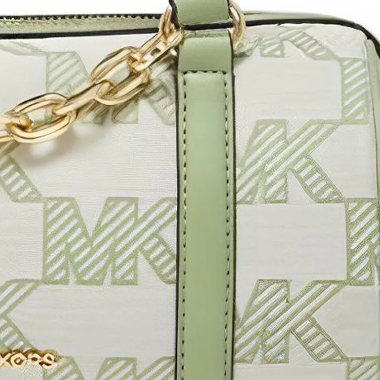 MICHAEL KORS Fabric+Artificial Leather Boston Bag, Shoulder Bag, Crossbody Bag, Handbag Medium Size Women's Green-4