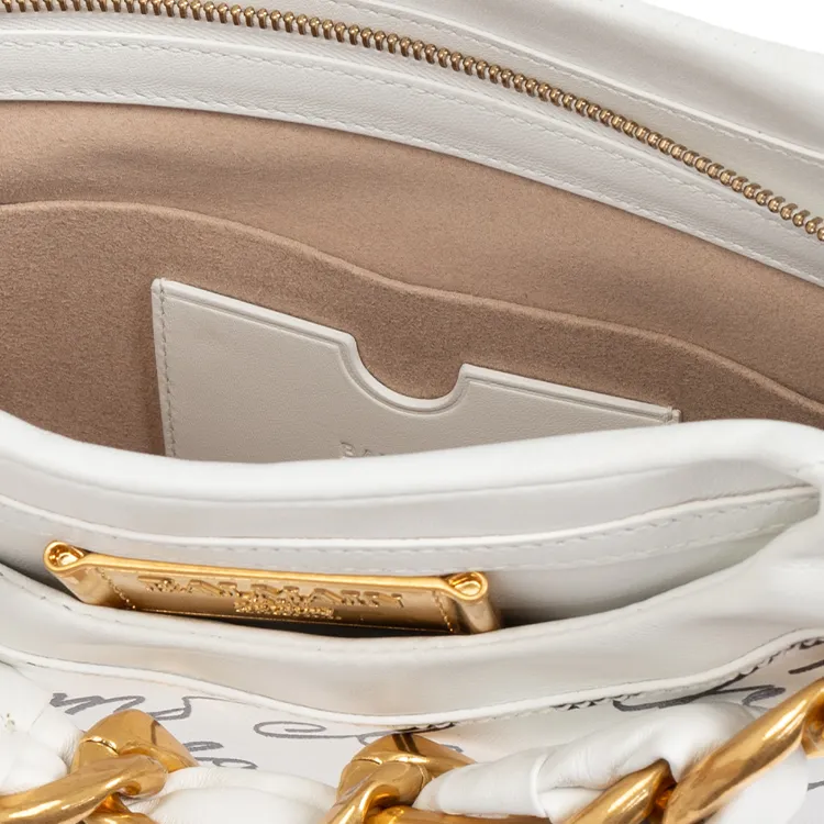 BALMAIN Logo Engraved Wrist Chain Linked Clutch Bag-3