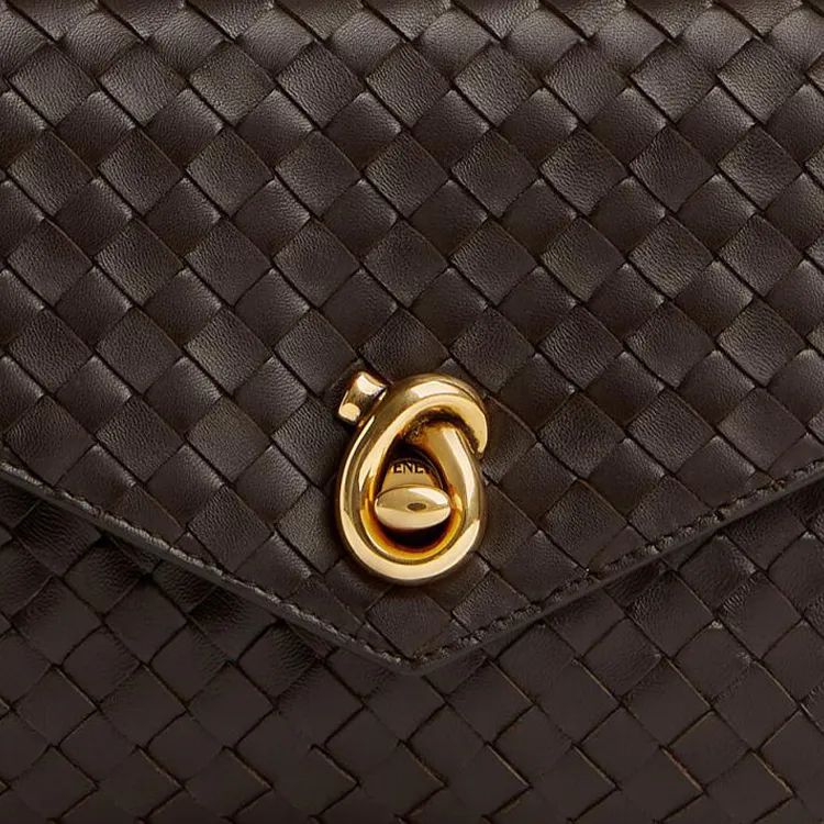 Bottega Veneta KNOT Lambskin One Shoulder Handbag Women's Gummies Brown-5