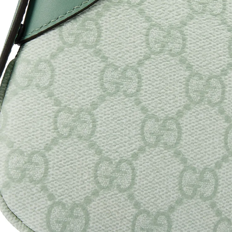 GUCCI GG Emblem Coated Fabric With Leather Binding Shoulder Bag Extra Mini Women's Gray Green-6