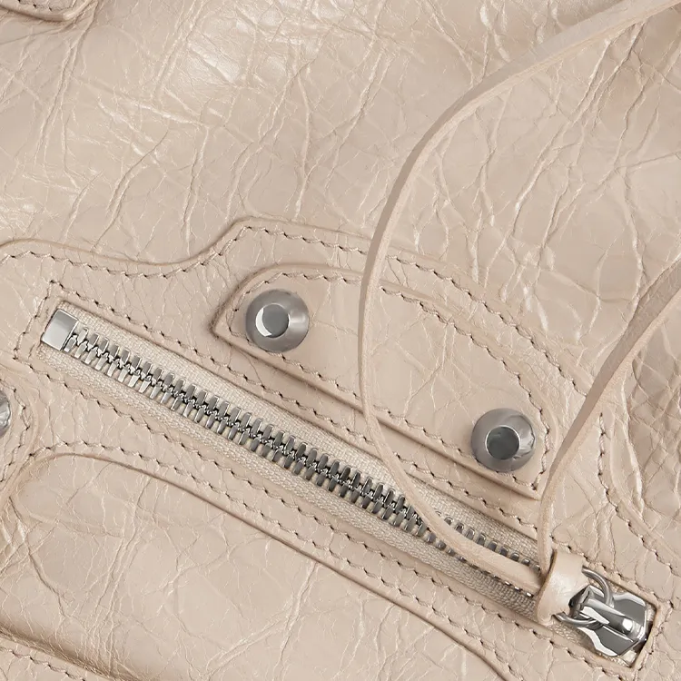 Balenciaga Le City Lambskin One Shoulder Handbags Small Size Women's Beige-6