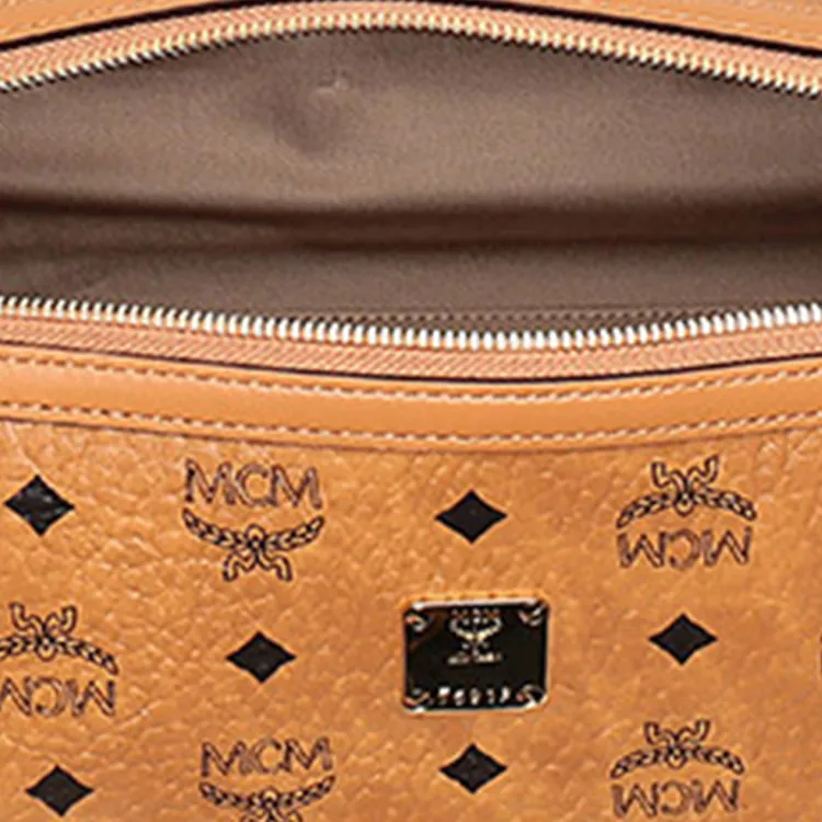 MCM Klassik Visetos Artificial Leather Cylinder Bag, Shoulder Bag, Crossbody Bag Unisex Brown-4
