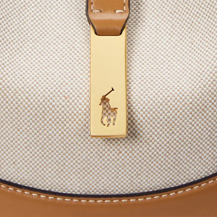 Polo Ralph Lauren Polo ID Fabric Shoulder Bag Trumpets Women's Natural & Brown & Yellow-4
