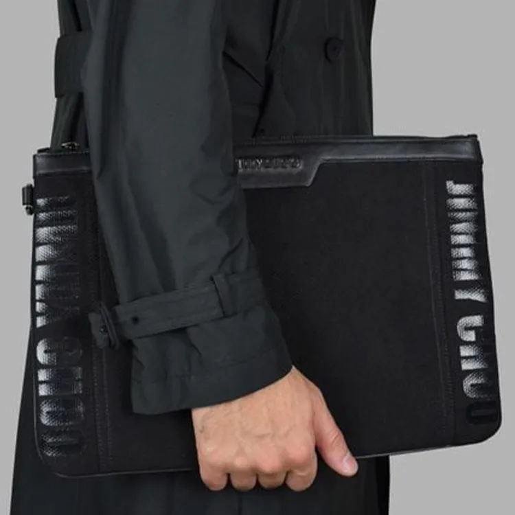Jimmy Choo Canvas Canvas Bag Clutches Men's Black-4