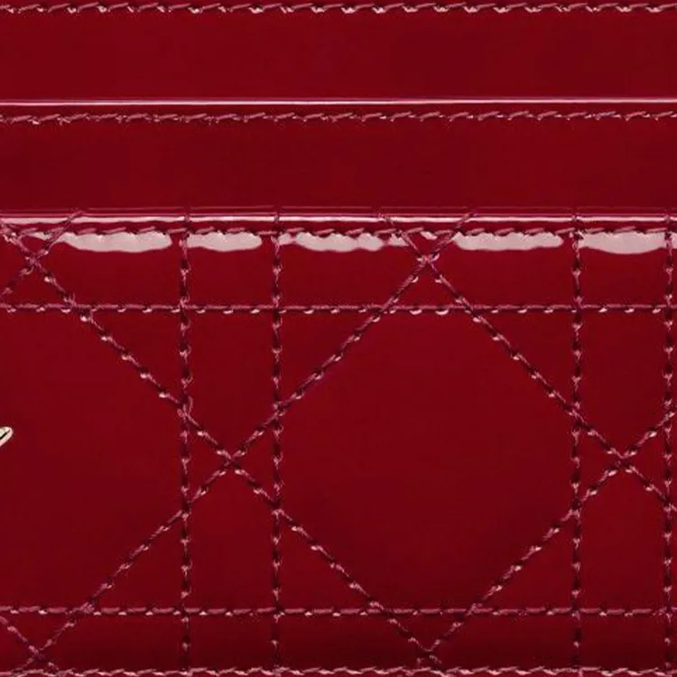 DIOR Lady Dior Patent Leather, Cow Leather Card Holder Card Holder Women's Red-3