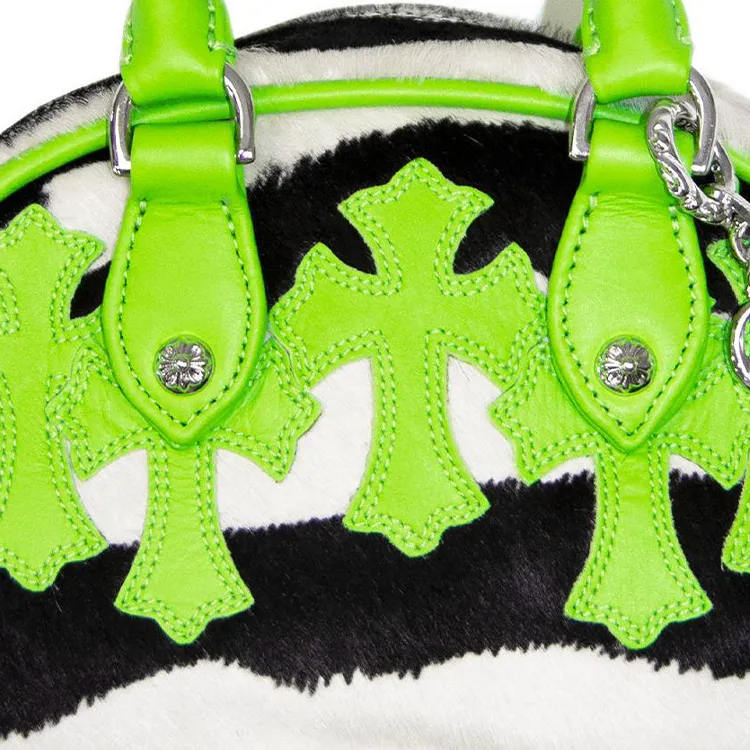 Chrome Hearts Horsehair Bowling Bag Gym Bag Portable Crossbody Bag Shoulder Bag Mini Women's Black/White/Avocado Green-2