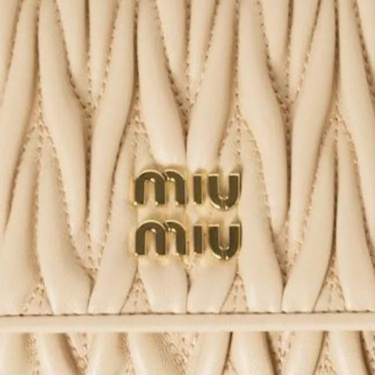 MIU MIU Matelassé Lambskin Wallet Trumpets Women's Large Pea Green-4
