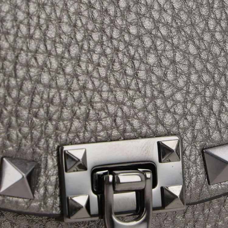 Valentino ROCKSTUD Cow Leather Wallet, Shoulder Bag Women's Gray-3