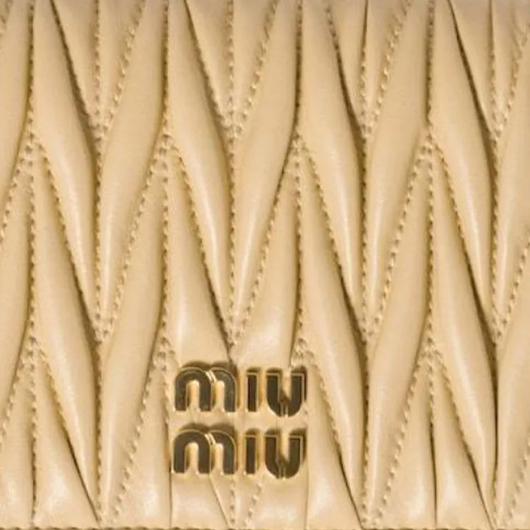 MIU MIU Matelassé Lambskin Wallet Trumpets Women's Yellow-4