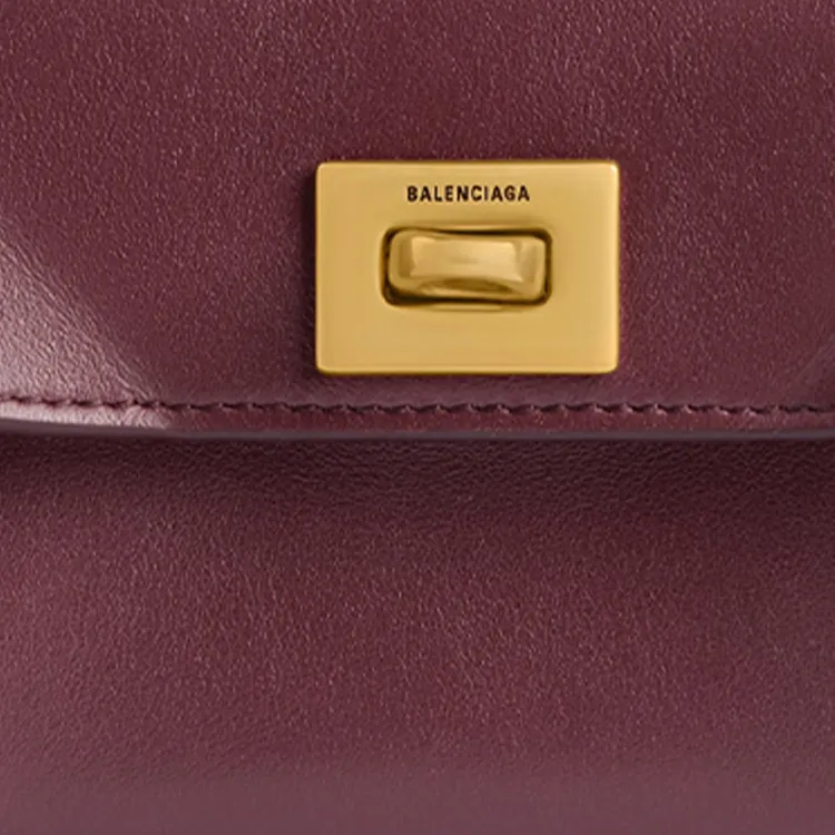 Balenciaga Rodeo Calfskin Card Holder Women's Dark Burgundy-3
