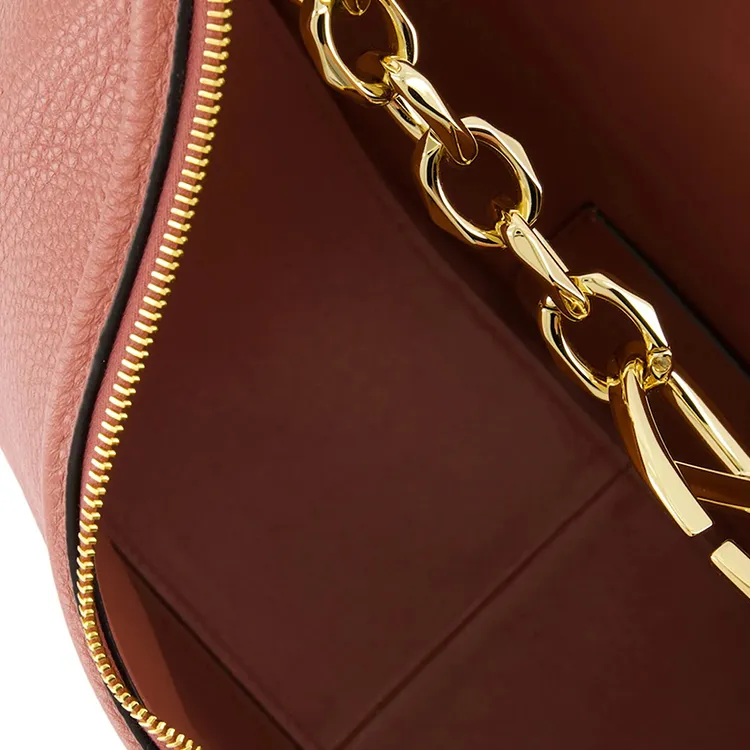 Valentino Vlogo Moon Cow Leather One Shoulder Handbag Medium Size Women's Brown-2