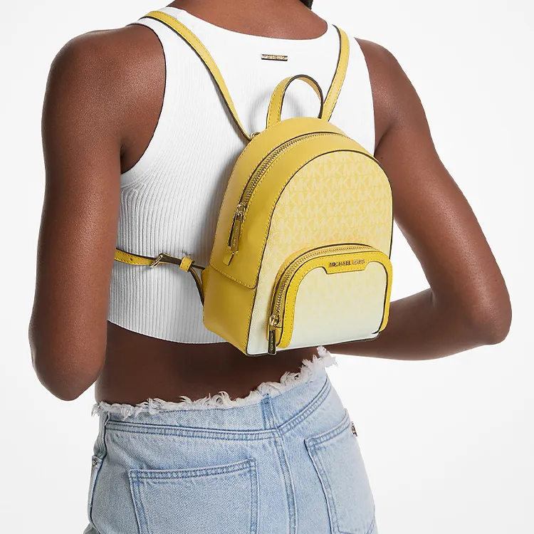 MICHAEL KORS Jaycee Coated Canvas Backpack Small Size Women's Gold-4