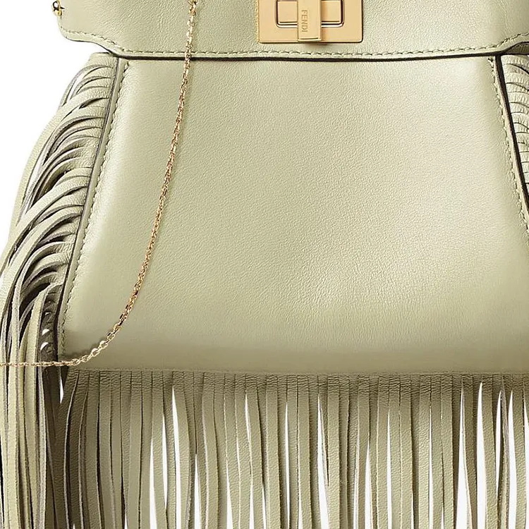 FENDI Peekaboo Nappa Soft Leather Shoulder Bag, Crossbody Bag, Handbag Extra Mini Women's Green-4