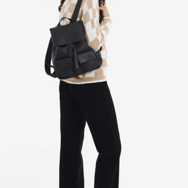 LONGCHAMP 3D Calfskin Backpack Small Size Women's Black-4