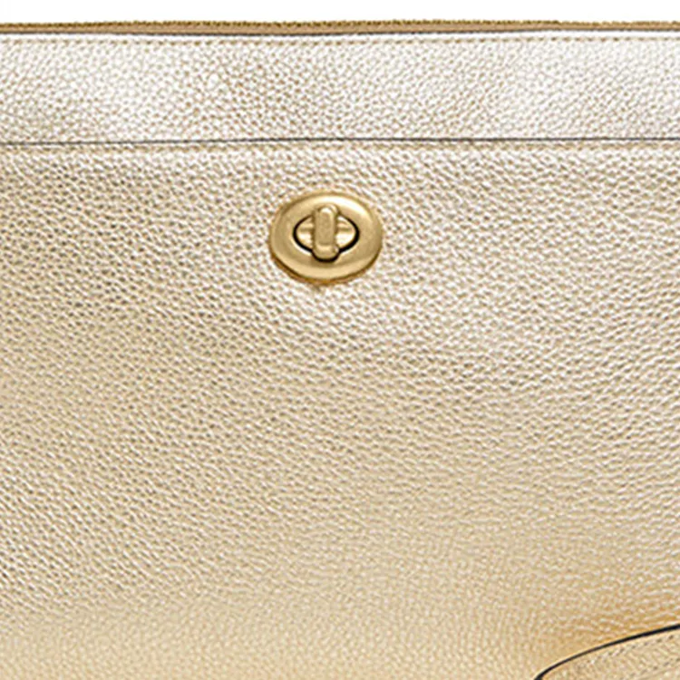COACH Polly Pebbled Leather Crossbody Bag Shoulder Bag Medium Size Women's Champagne Gold-4