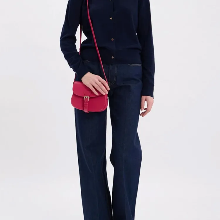 INES DE LA FRESSANGE Cow Leather Crossbody Bag, Shoulder Bag Women's Pink-4