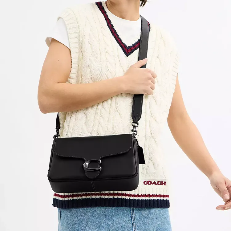 COACH Soft Tabby Smooth Leather Shoulder Bag Medium Size Women's Black-5