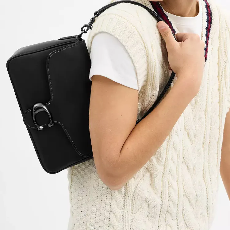 COACH Soft Tabby Smooth Leather Shoulder Bag Medium Size Women's Black-6