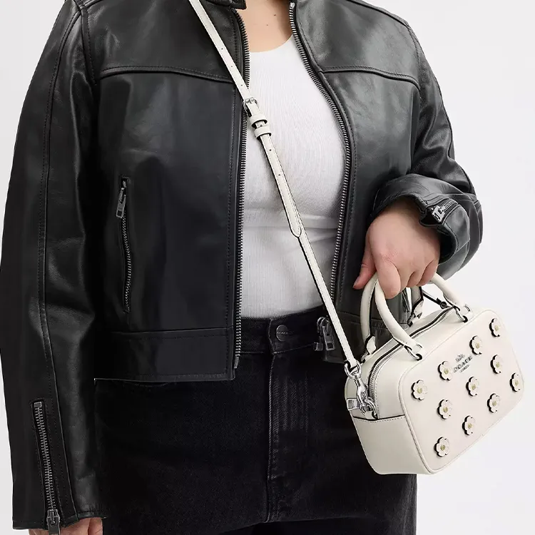 COACH SATCHEL Leather One Shoulder Handbag Trumpets Women's Silver & Chalk-4