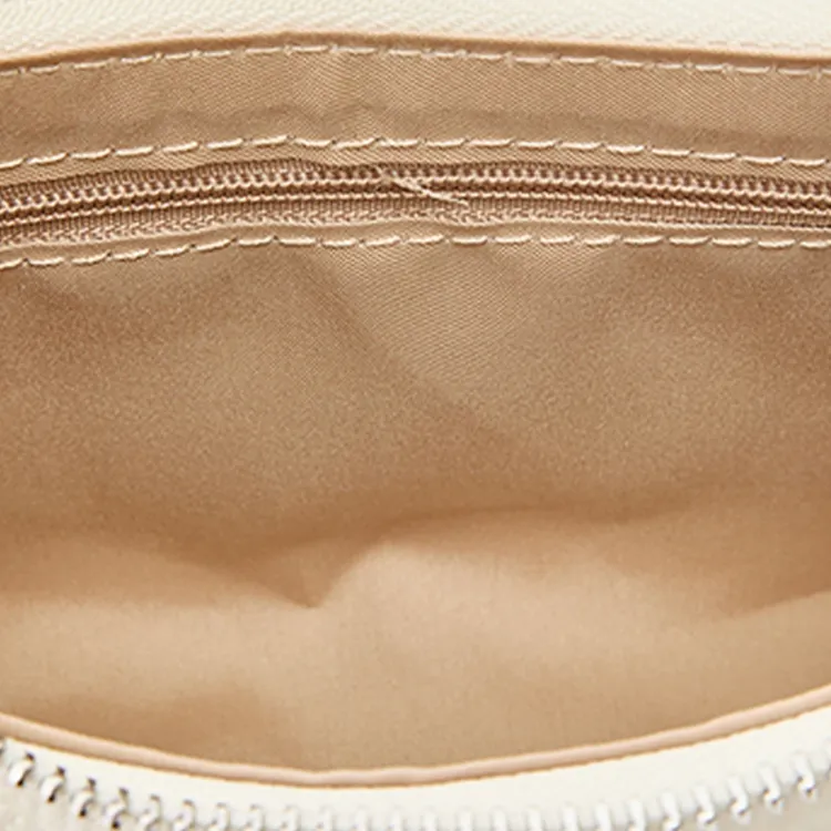 Three Blessings PU Shoulder Bag Medium Size Women's Ivory White/Pink-7