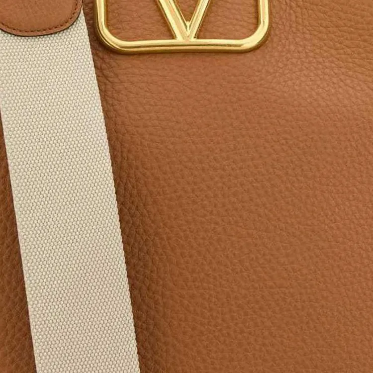 Valentino ALLTIME Calfskin Shoulder Bag Women's Almond Beige Brown-2