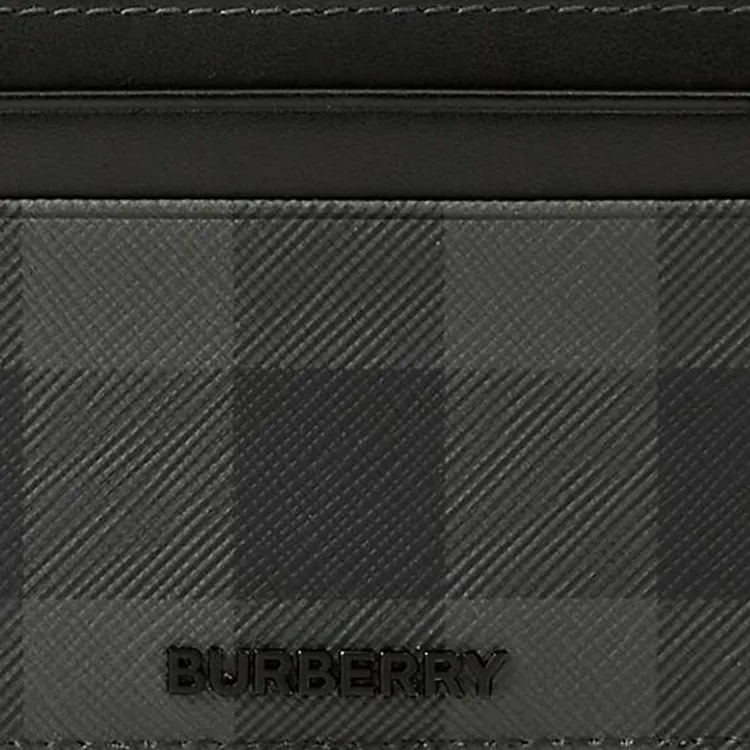 Burberry PU Polyurethane Card Holder Men's Charcoal-2