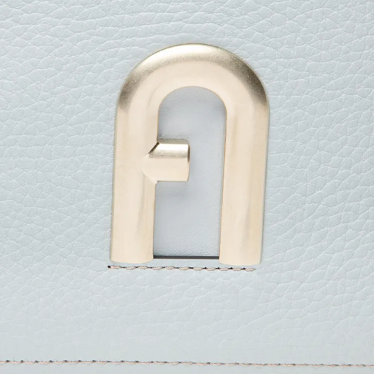 Furla Primula Genuine Leather Shoulder Bag, Crossbody Bag, Handbag Trumpets Women's Blue-4
