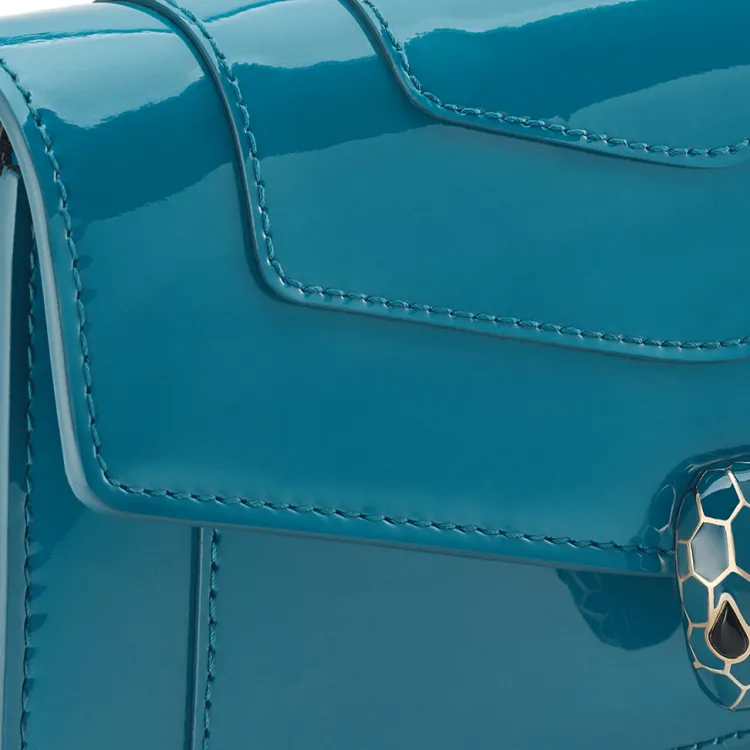 BVLGARI Serpenti Forever Calfskin Wallet, Shoulder Bag Women's Blue-3