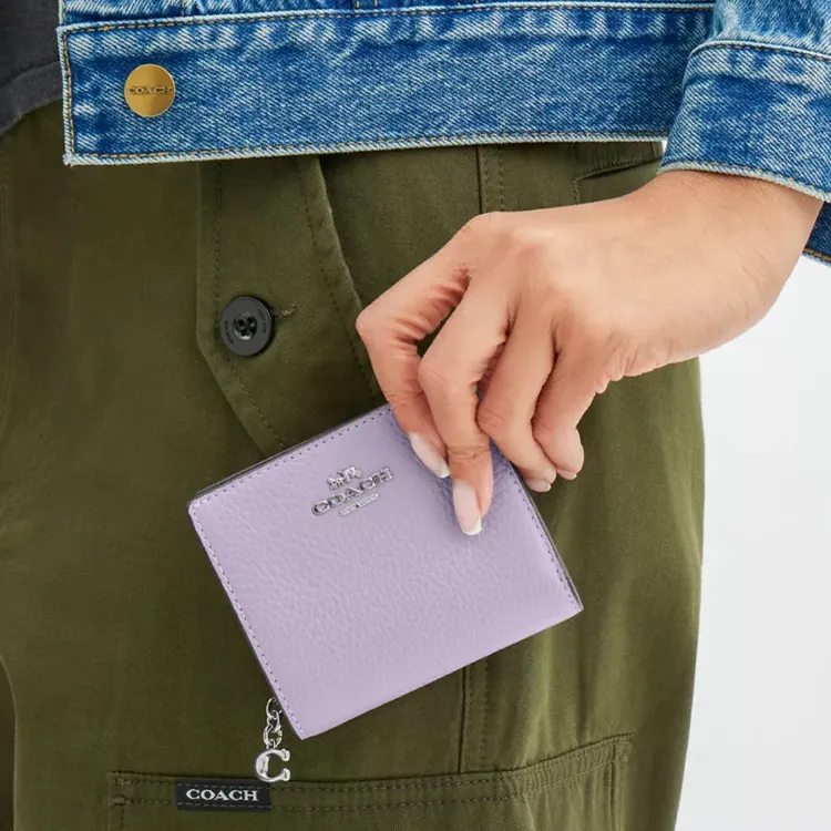 COACH Snap Wallet Leather Wallet Mini Women's Silver & Light Purple-2