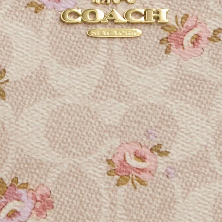 COACH Corner Zip Coated Canvas Clutch Tubas Women's Gold & Sand Multicolor-2