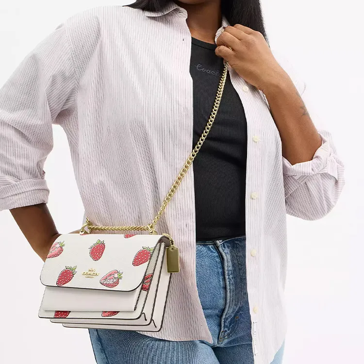 COACH Klare Coated Canvas With Leather Shoulder Bag Trumpets Women's Gold & Chalk Multicolor-5