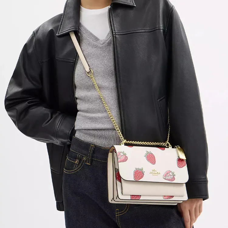 COACH Klare Coated Canvas With Leather Shoulder Bag Trumpets Women's Gold & Chalk Multicolor-4
