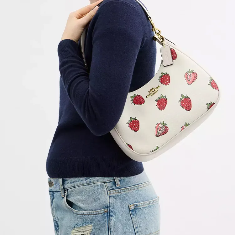 COACH Teri Coated Canvas Hobo Bag, Crossbody Bag, Shoulder Bag Tubas Women's Gold & Chalk Multicolor-6