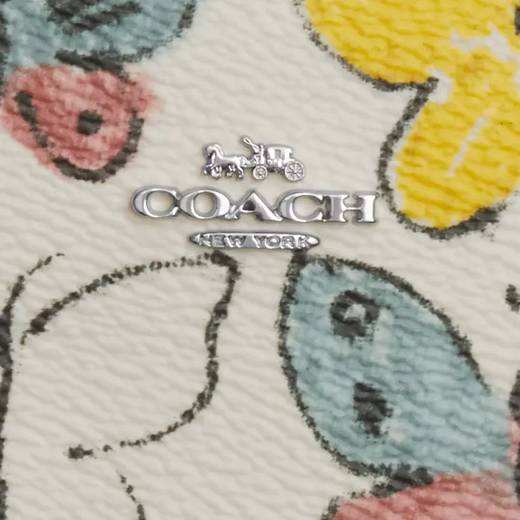 COACH Coated Canvas With Smooth Leather Coin Purse Mini Women's Silver & Chalk Multicolor-2
