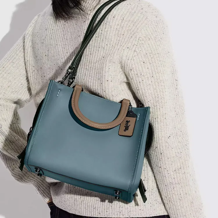 COACH Rogue Label Shoulder Bag, Crossbody Bag, Handbag Medium Size Women's Tin & Lead & Sage Green Multicolor-4
