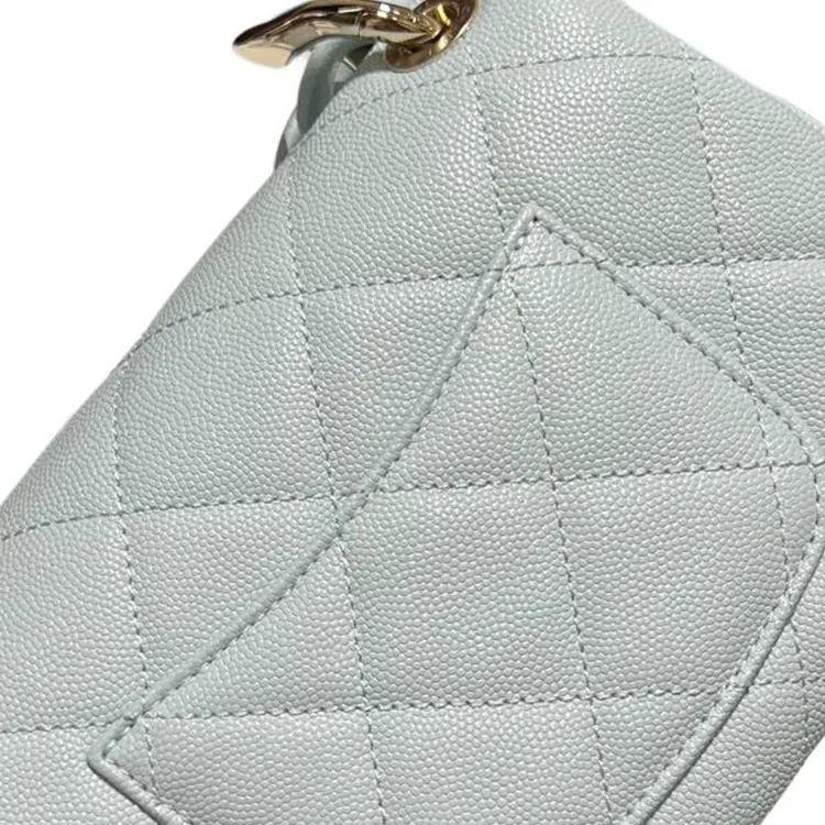 CHANEL Calfskin Shoulder Bag Mini Women's Light Blue-2