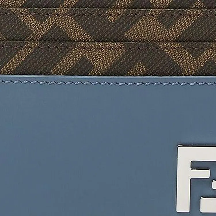 FENDI Leather Card Holder Men's Blue-3