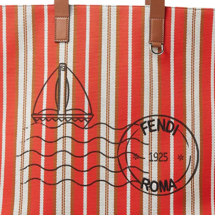FENDI Canvas Tote Bag, Shopping Bag, Shoulder Bag Medium Size Women's Red-4
