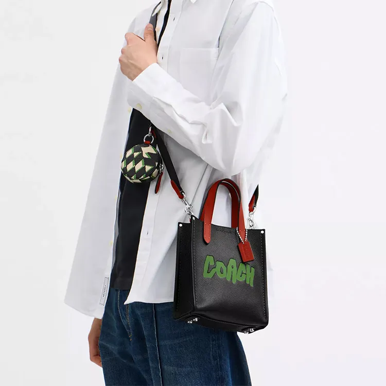 COACH Relay Leather Tote Bag, Shopping Bag, Shoulder Bag, Crossbody Bag, Handbag Trumpets Men's Black Multicolor-4