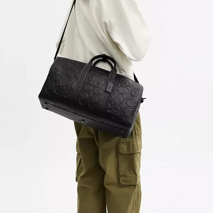 COACH Gotham Leather One Shoulder Crossbody Handbag, Travel Bag Men's Black-4