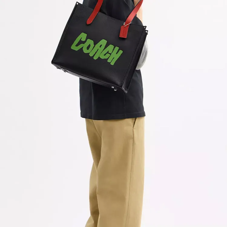 COACH Relay Leather Tote Bag, Shopping Bag, Shoulder Bag Tubas Men's Black Multicolor-5