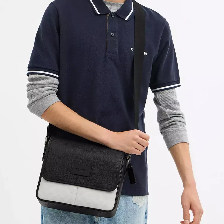 COACH Sprint Coated Canvas Shoulder Bag, Crossbody Bag Mini Men's Chalk & Black-3