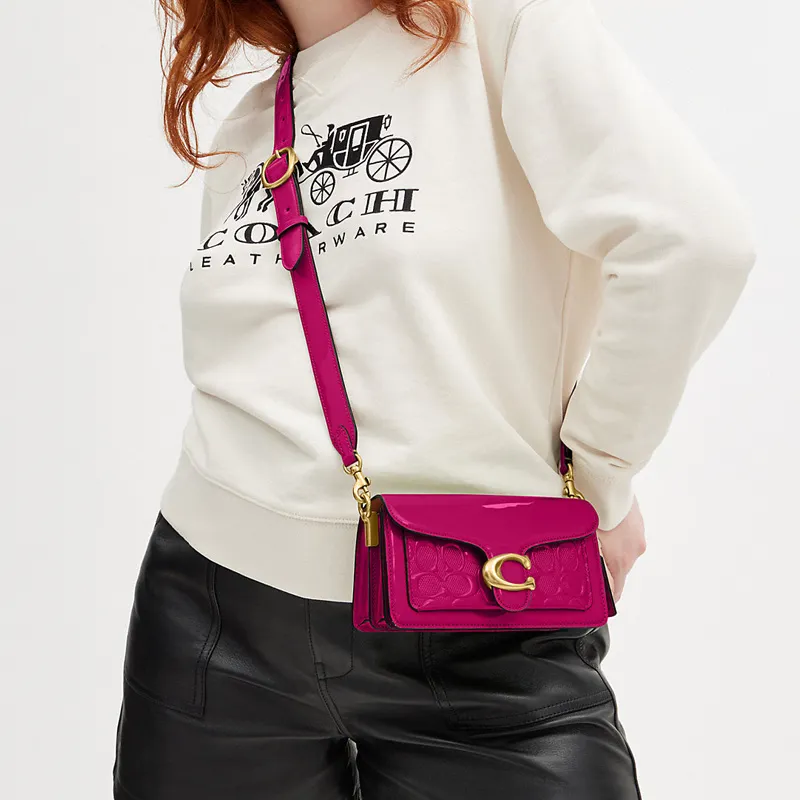 COACH Tabby Patent Leather Messenger Bag, Handbag, Shoulder Bag Women's Magenta-5