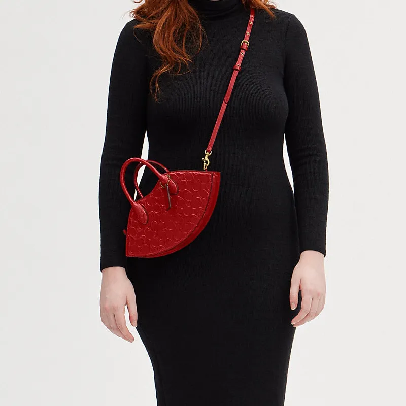 COACH Patent Leather Lip Pocket Handbag, Shoulder Bag, Crossbody Bag Women's Red-8