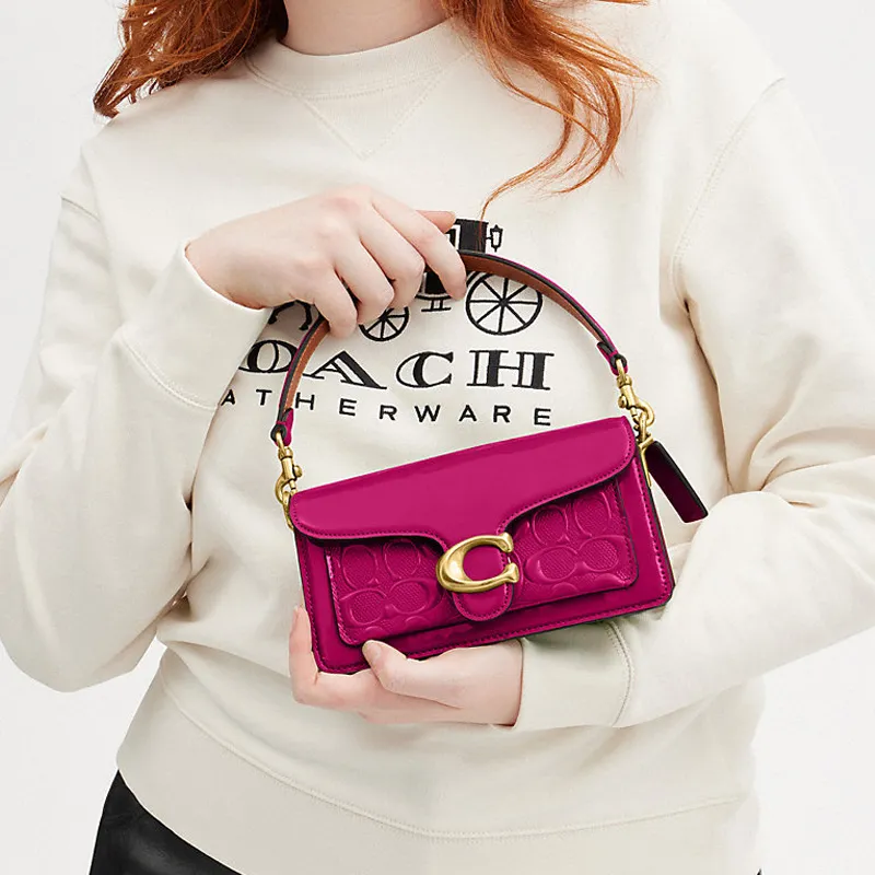 COACH Tabby Patent Leather Messenger Bag, Handbag, Shoulder Bag Women's Magenta-4
