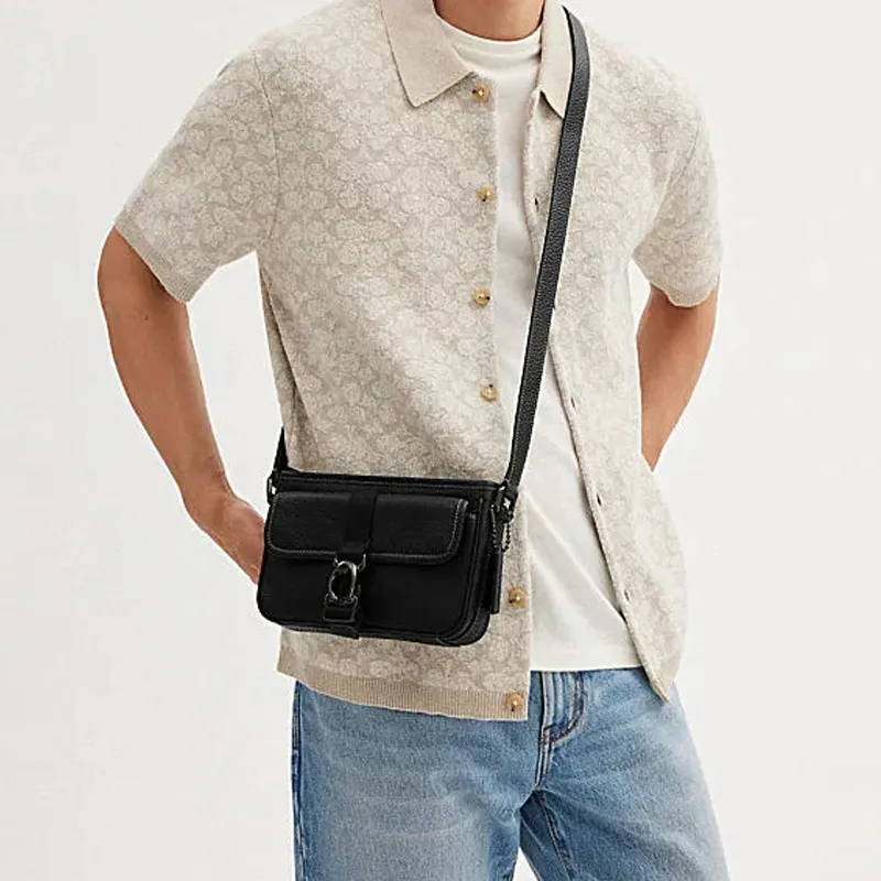 COACH BECK Cow Leather Envelope Bag Shoulder Bag Crossbody Bag Regular Men's Black-4